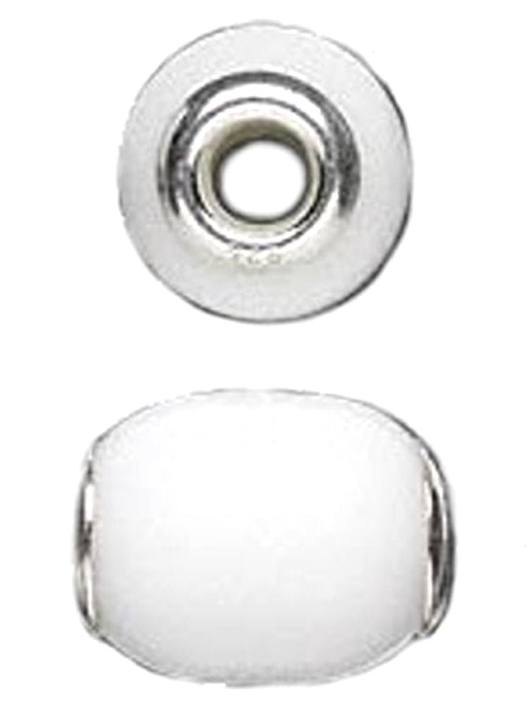 Slide-on White Bead Charm Agate Sterling Silver 4mm Center Hole