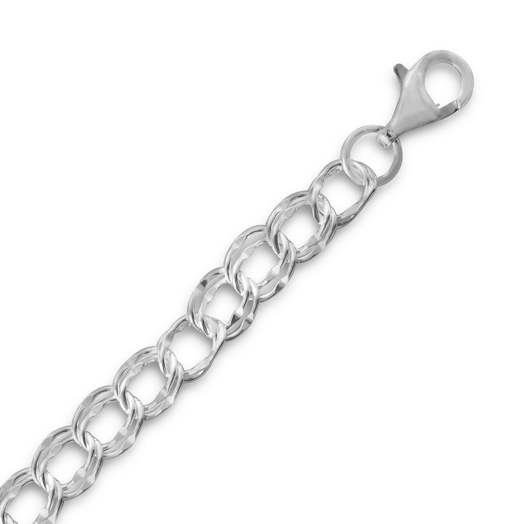 Large Double Link Bracelet 9mm Width Sterling Silver