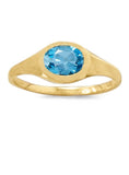 Blue Topaz Ring Gold-plated Sterling Silver Smooth Setting