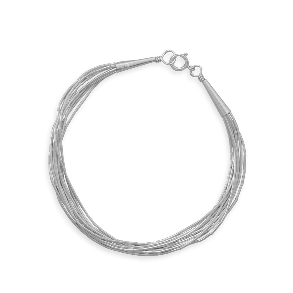 10-strand Liquid Silver Bracelet Layered 7-inch - Made in the USA