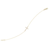 East2West 14k Yellow Gold Diamond Bracelet Side Set Cross Adjustable Length