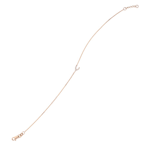 Mini Wishbone Bracelet Rose Gold on Sterling Silver Cubic Zirconia East2West
