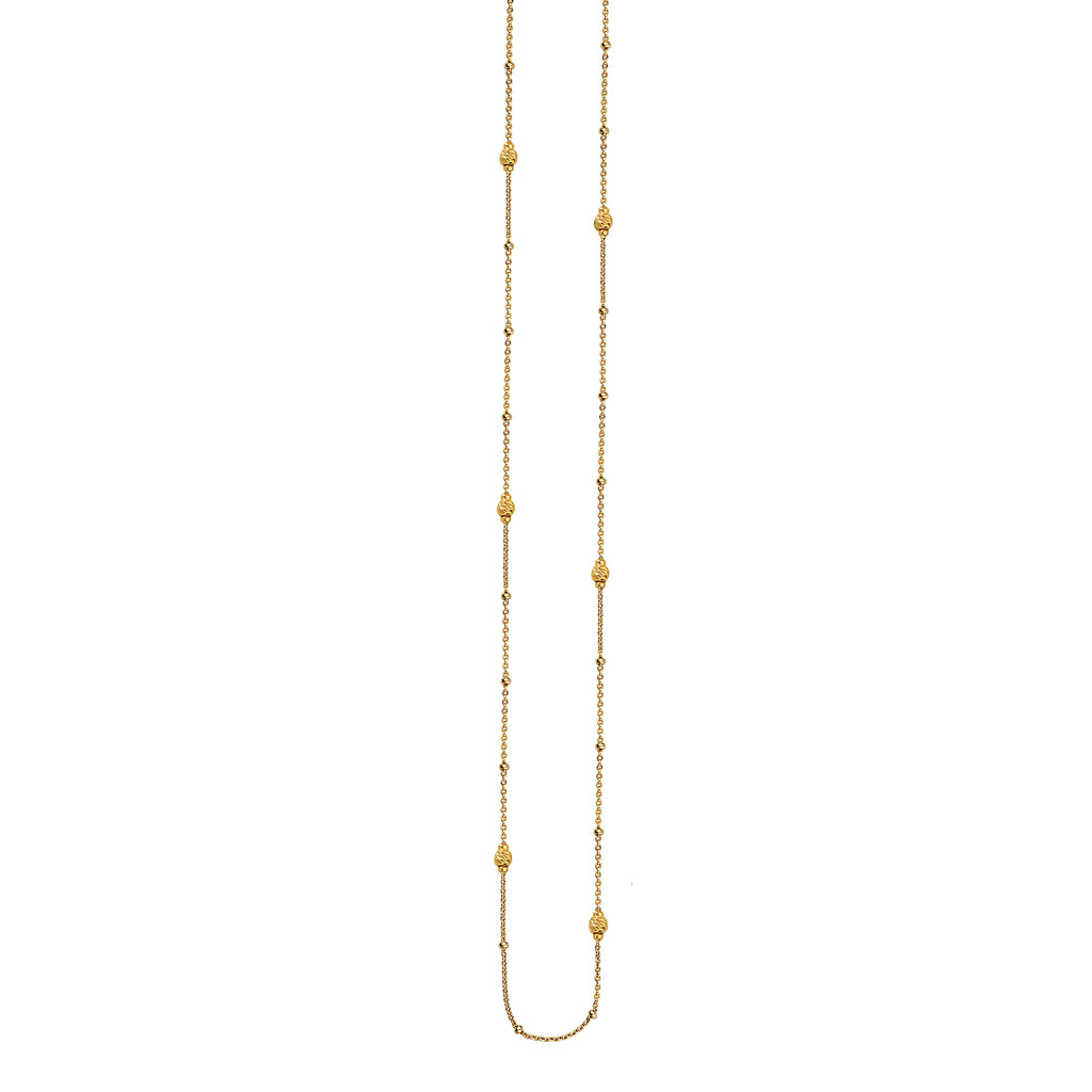 Long Necklace Yellow Gold-plated Sterling Silver Station Beads