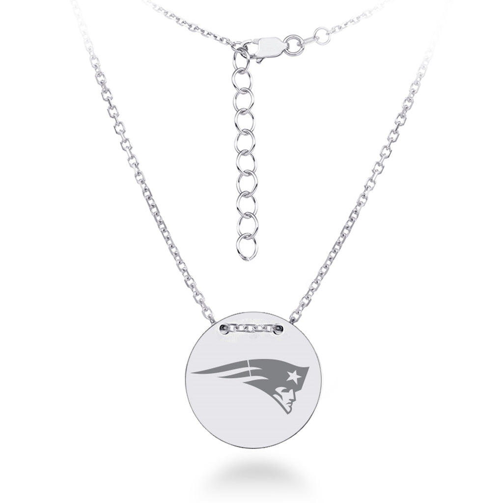New England Patriots Necklace Licensed NFL Team Circle Pendant Sterling Silver