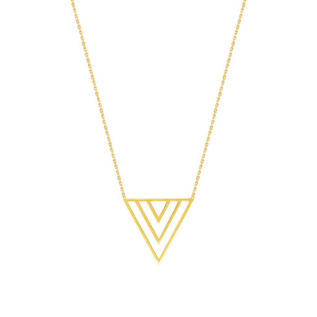 Draw the Line Trio V Triangle Geometric Necklace 14k Yellow Gold