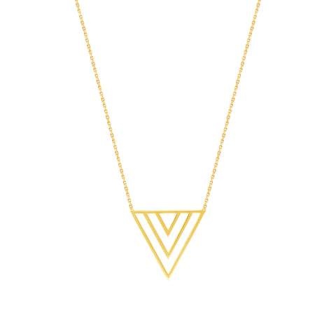 Draw the Line Trio V Triangle Geometric Necklace 14k Yellow Gold