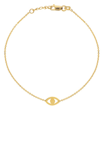 14k Yellow Gold Plain Evil Eye Bracelet East2West Collection