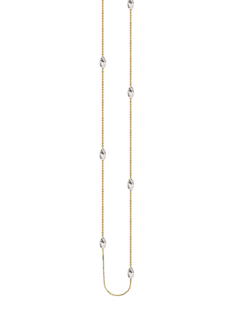 Long and Lovely Necklace Gold and Sterling Silver Diamond-cut Beads 36-inch