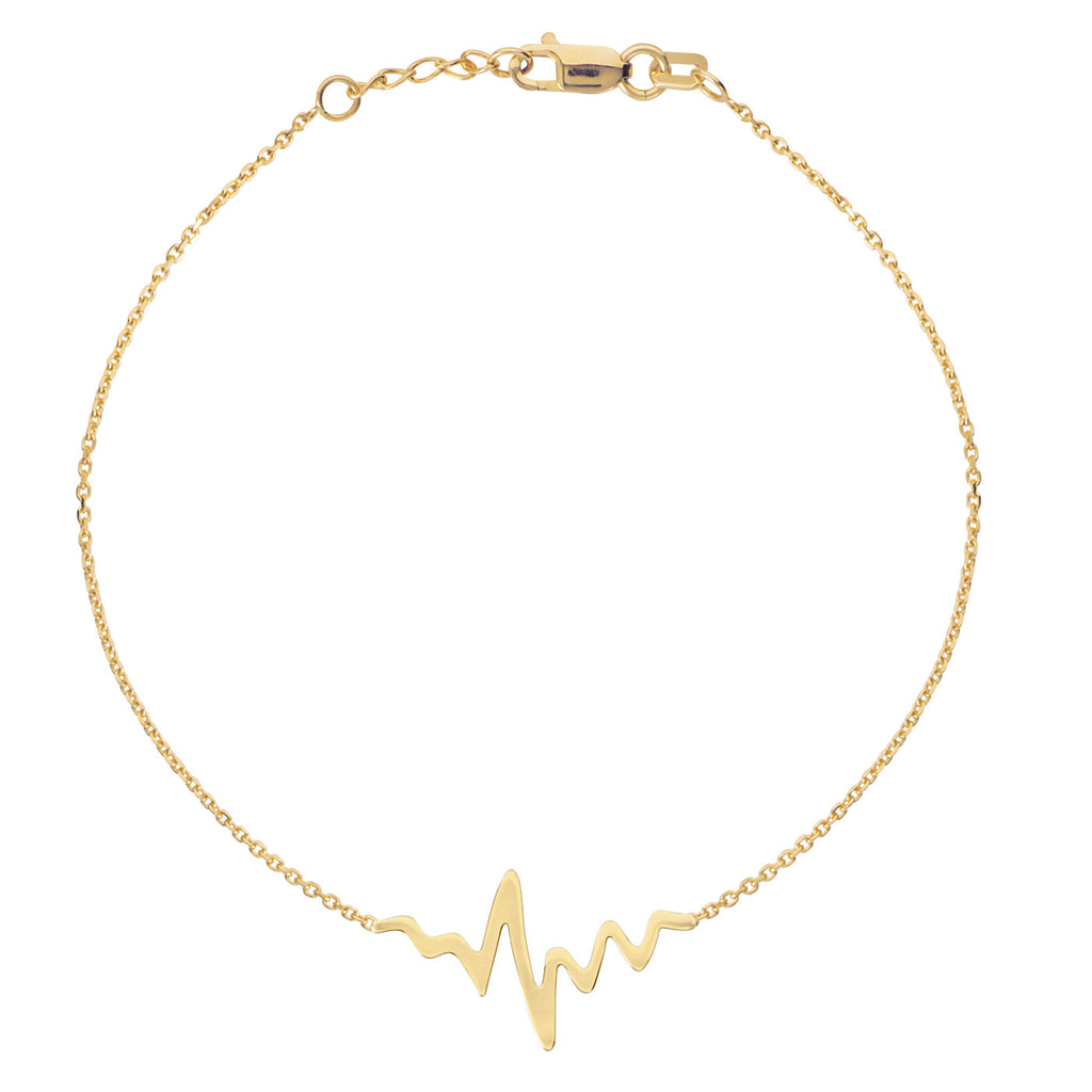 14k Yellow Gold East2West HeartBeat Bracelet Polished Adjustable Length