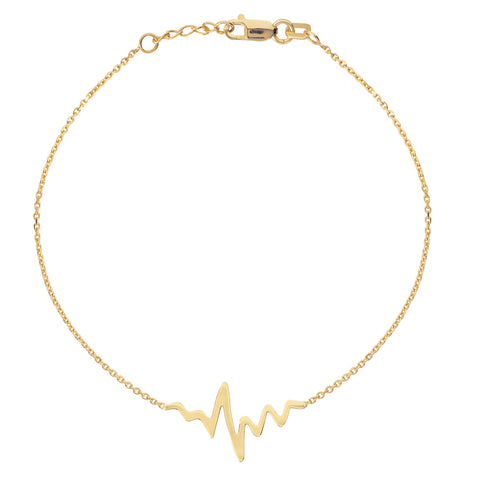 14k Yellow Gold East2West HeartBeat Bracelet Polished Adjustable Length