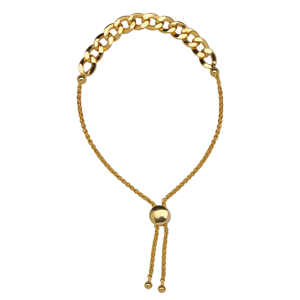 AzureBella Jewelry Bon Friendship Bolo Bracelet with Curb Chains 14k Gold