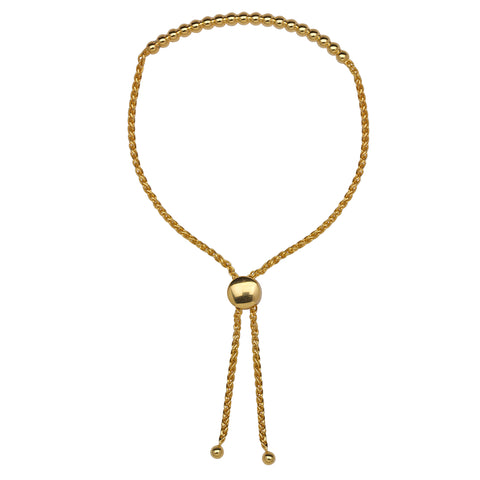 AzureBella Jewelry 14k Yellow Gold Bon Friendship Bolo Bracelet with Bead Chain
