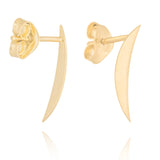 14k Yellow Gold Half Crescent Moon Post Stud Earrings