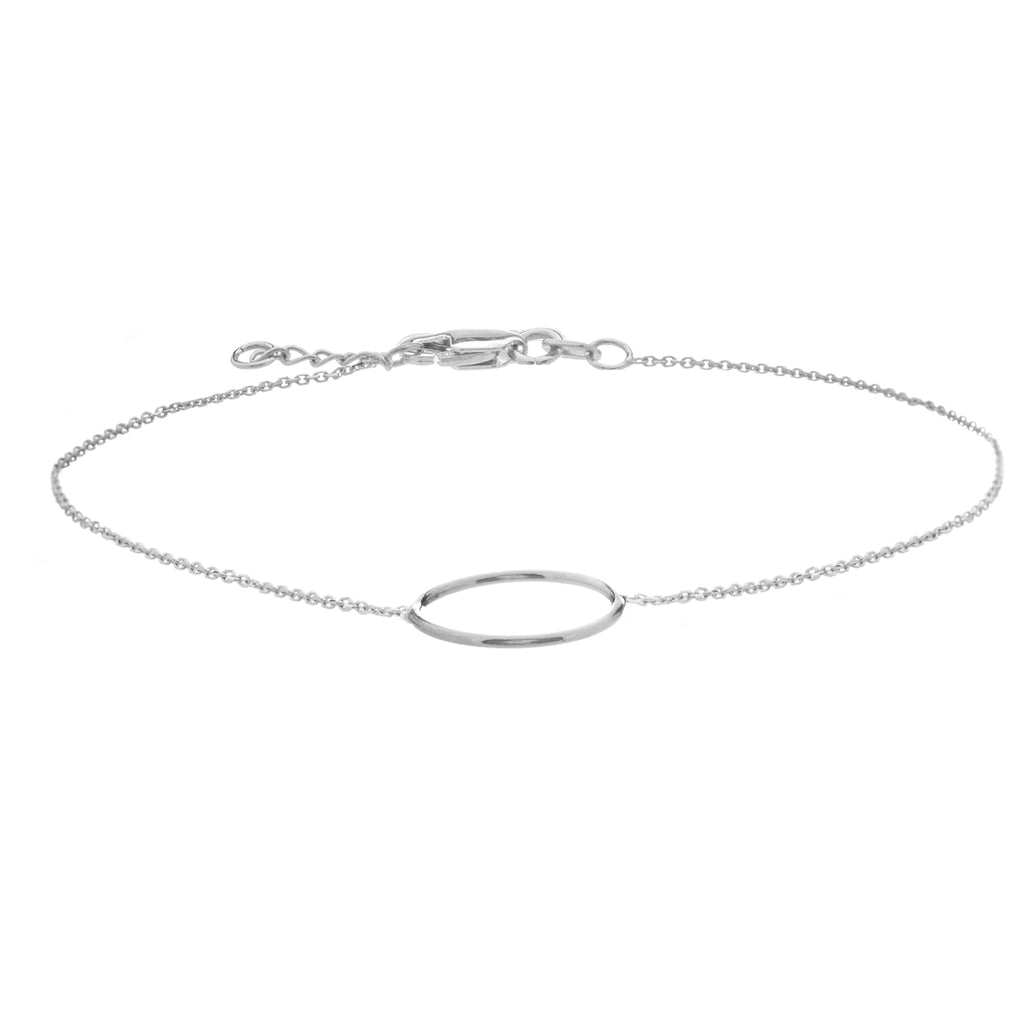 14k White Gold Open Circle Bracelet Adjustable Length - East2West