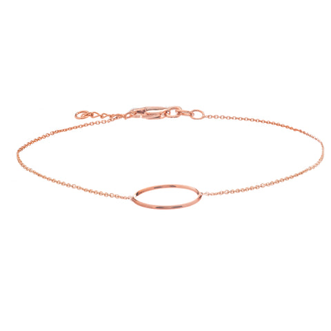 14k Rose Gold Open Circle Bracelet Adjustable Length - East2West