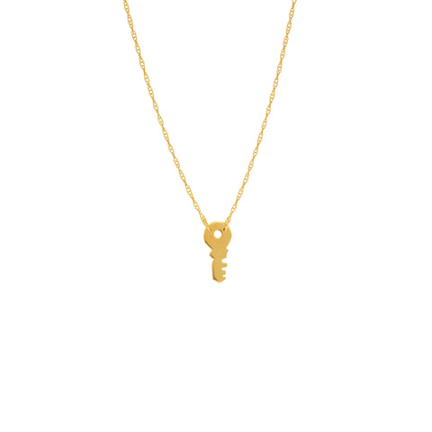 14k Yellow Gold Key Necklace on Rope Chain Adjustable Length - So You