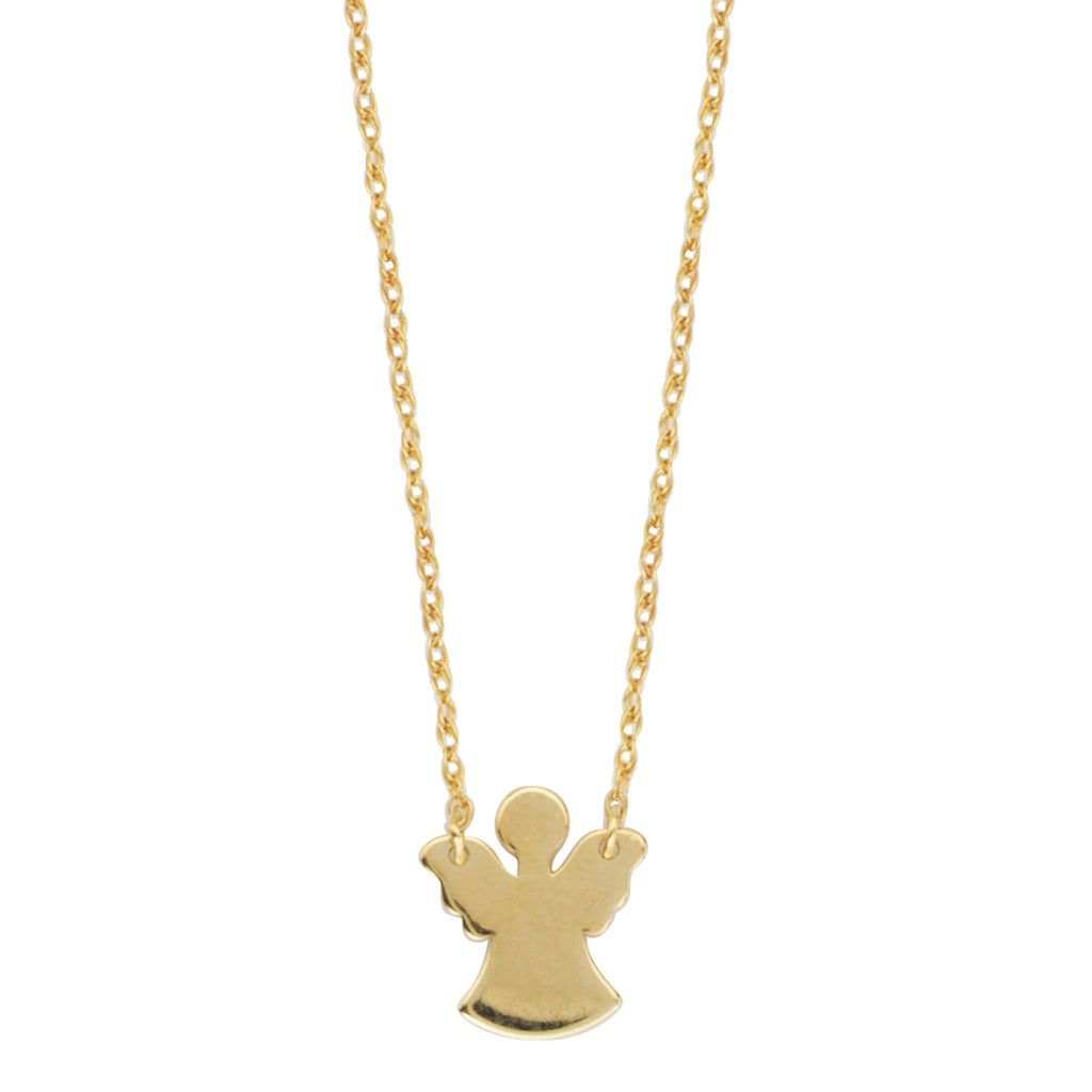 14k Yellow Gold Angel Necklace on Rope Chain Adjustable Length - So You