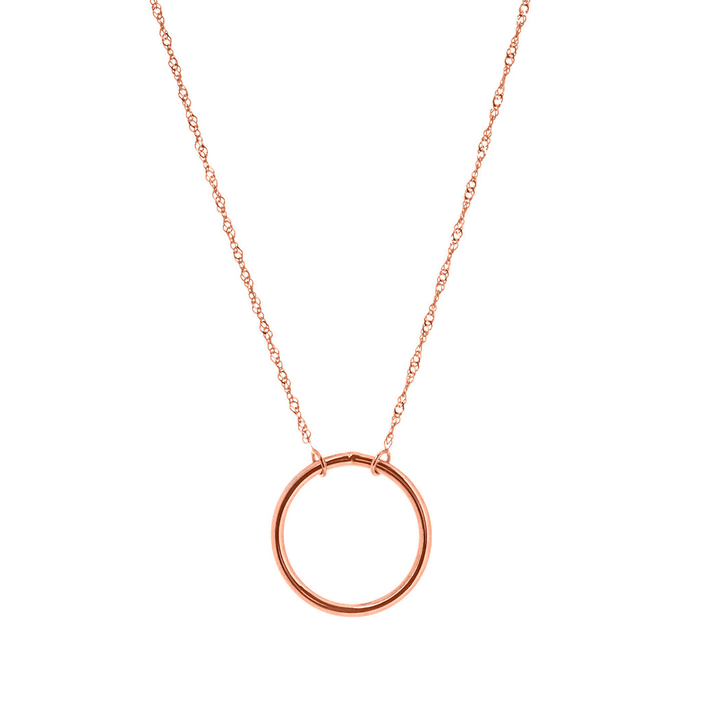 14k Rose Gold Open Circle Necklace Adjustable Length - East2West