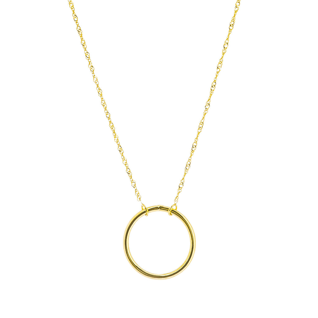 14k Yellow Gold Open Circle Necklace Adjustable Length - East2West