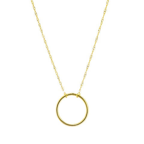 14k Yellow Gold Open Circle Necklace Adjustable Length - East2West