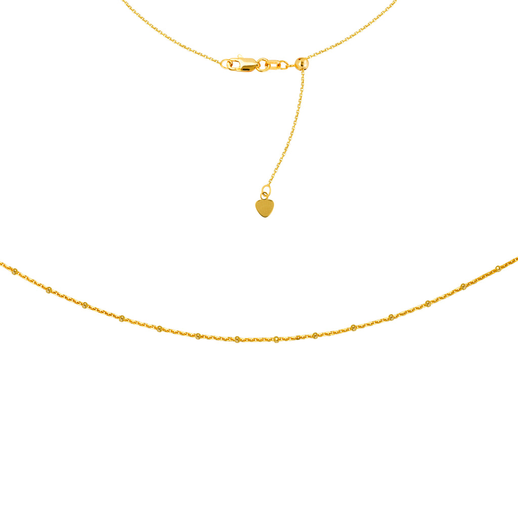 Choker Necklace 14k Gold with Satellite Saturn Bead Chain Adjustable Length