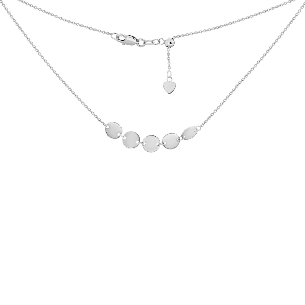 Choker Necklace with Disks Chain 14k White Gold - Adjustable
