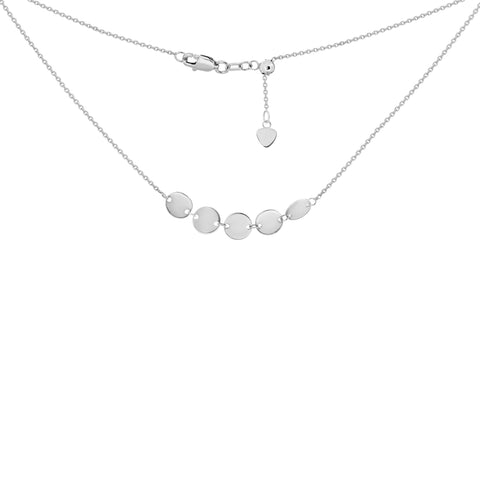 Choker Necklace with Disks Chain 14k White Gold - Adjustable