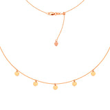 Choker Necklace with Dangle Disk Charms Chain 14k Rose Gold - Adjustable