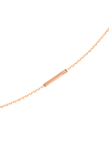 14k Rose Gold Bar Choker Necklace with Genuine Diamond - Adjustable Length