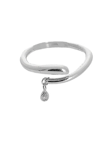 14k White Gold Stackable Ring with Genuine Diamond Charm Dangle