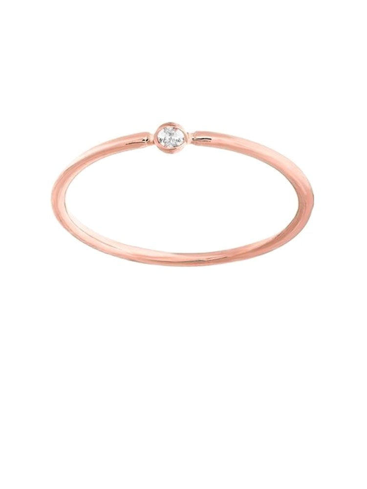 14k Rose Gold Stackable Thin Ring with Genuine Diamond