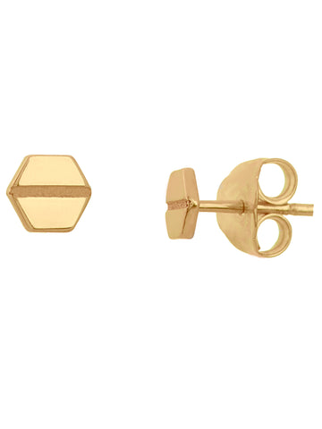 14k Yellow Gold Hexagon Screw Stud Earrings