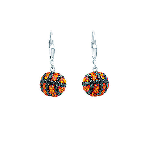 Basketball Earrings Sterling Silver with Sparkling Austrian Crystal - 3D