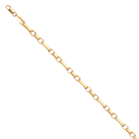 14k Yellow Gold Alternating Square Link Chain Bracelet