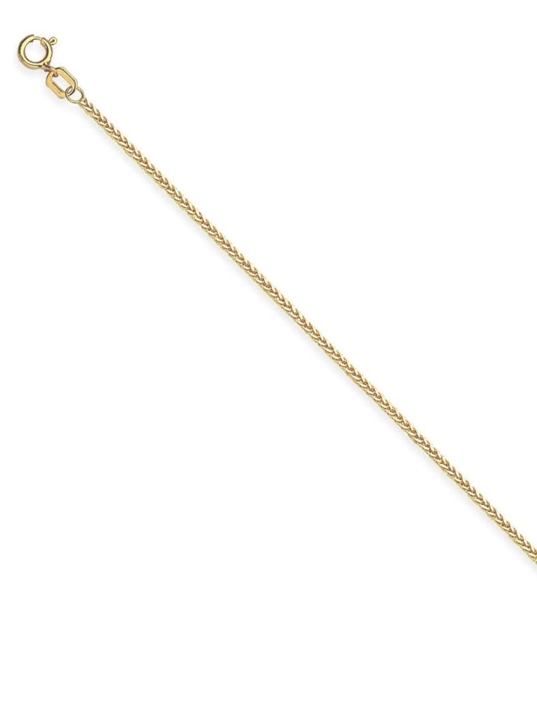 14k Two-tone Gold Diamond-cut Pave Wheat Chain Necklace 0.85mm 025 Gauge