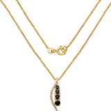 14k Yellow Gold Genuine Sapphire and White Diamond Necklace