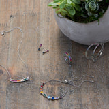Rainbow Colors Hoop Earrings Cubic Zirconia Rhodium on Sterling Silver