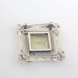 Ancient Roman Glass Multicolor Pin or Pendant Square Weave Sterling Silver