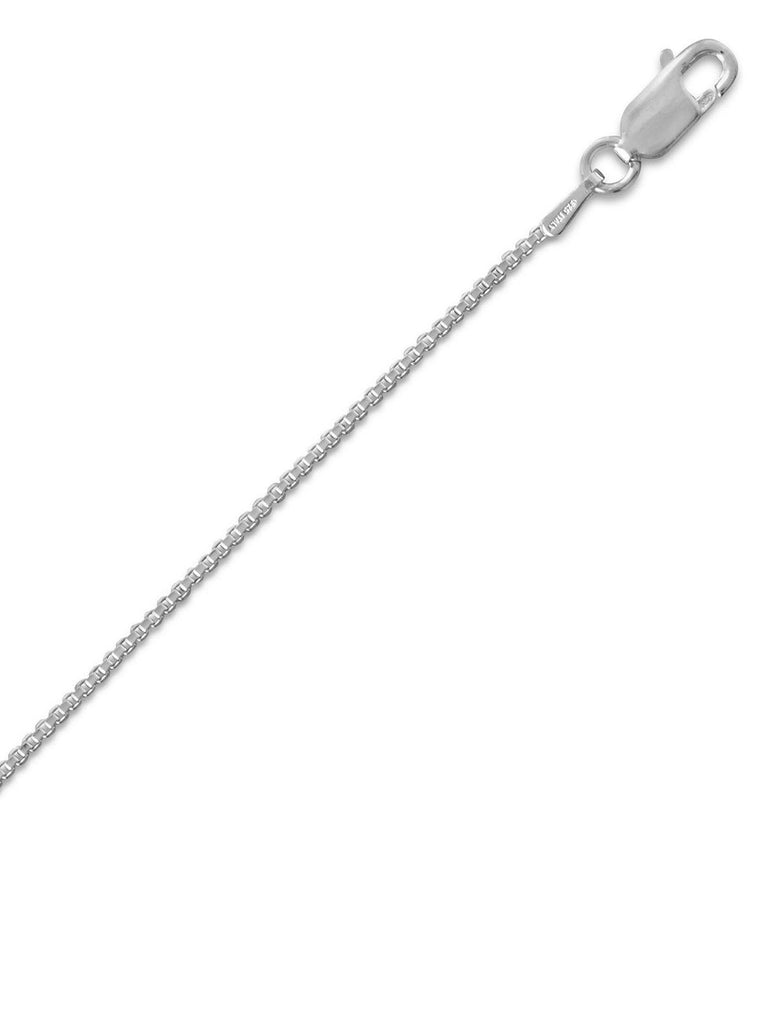 Box Chain 1mm Wide Rhodium Over Sterling Silver Necklace