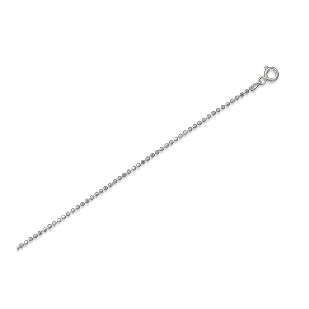 Faceted Bead Ball Chain 1.8mm Rhodium Over Sterling Silver