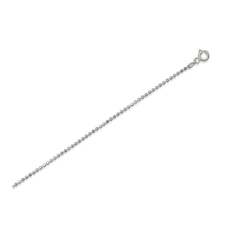 Faceted Bead Ball Chain 1.8mm Rhodium Over Sterling Silver