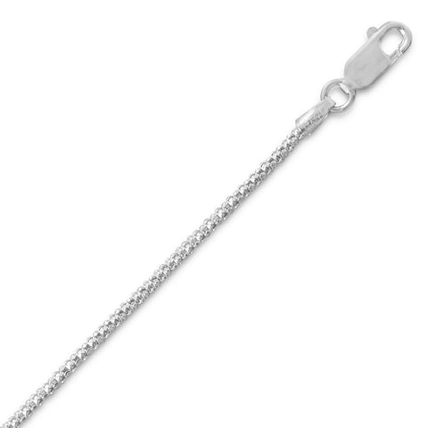 Popcorn Chain 1mm Rhodium Over Sterling Silver