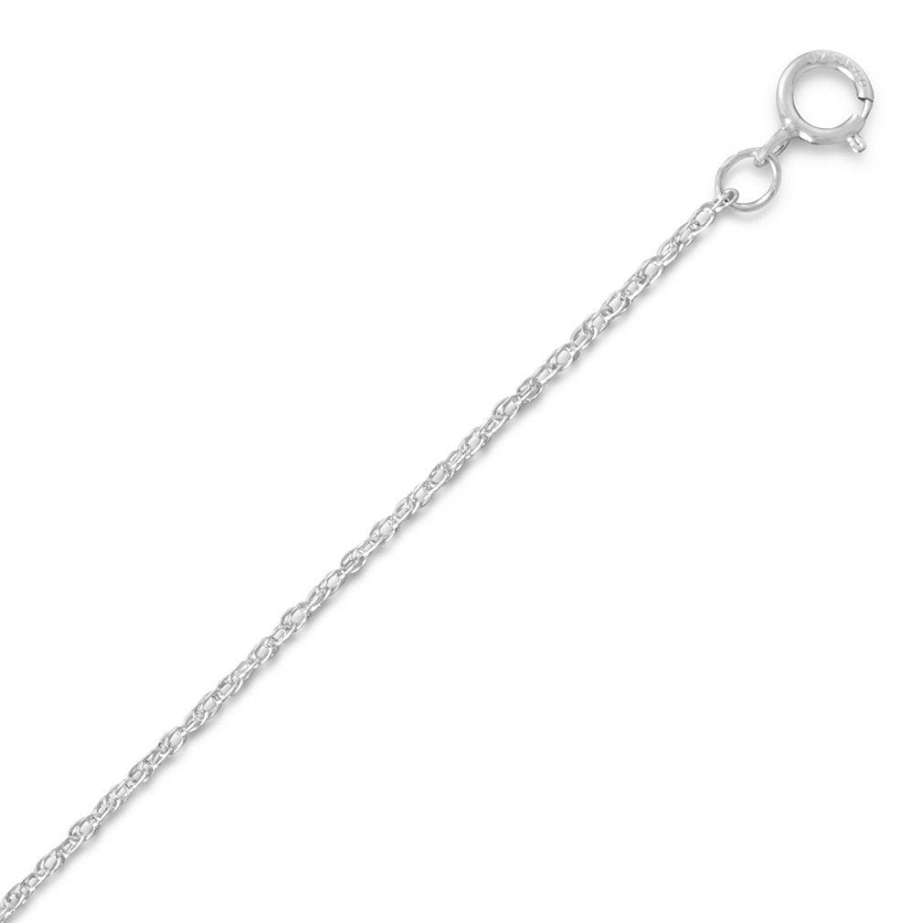 Light Rope Chain Necklace Rhodium Over Sterling Silver Made in the USA