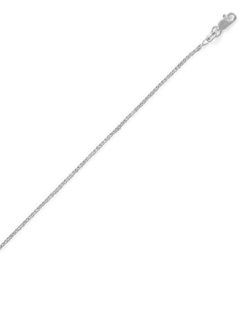 Wheat Chain Necklace 1.2mm Wide Rhodium on Sterling Silver Lobster Clasp