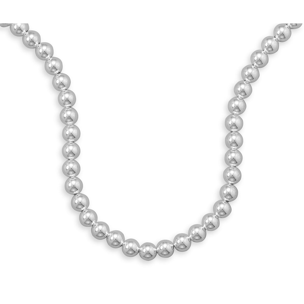 Ball 10mm Bead Sterling Silver Necklace Made in the USA