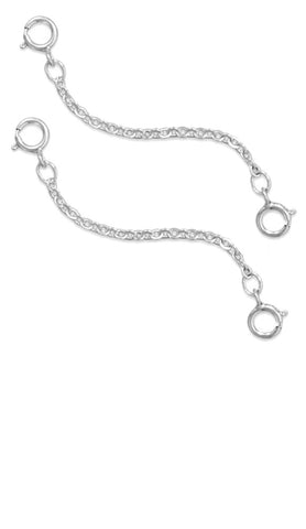 Safety Extender Chain 2-inch Length Rhodium on Sterling Silver Set of 2