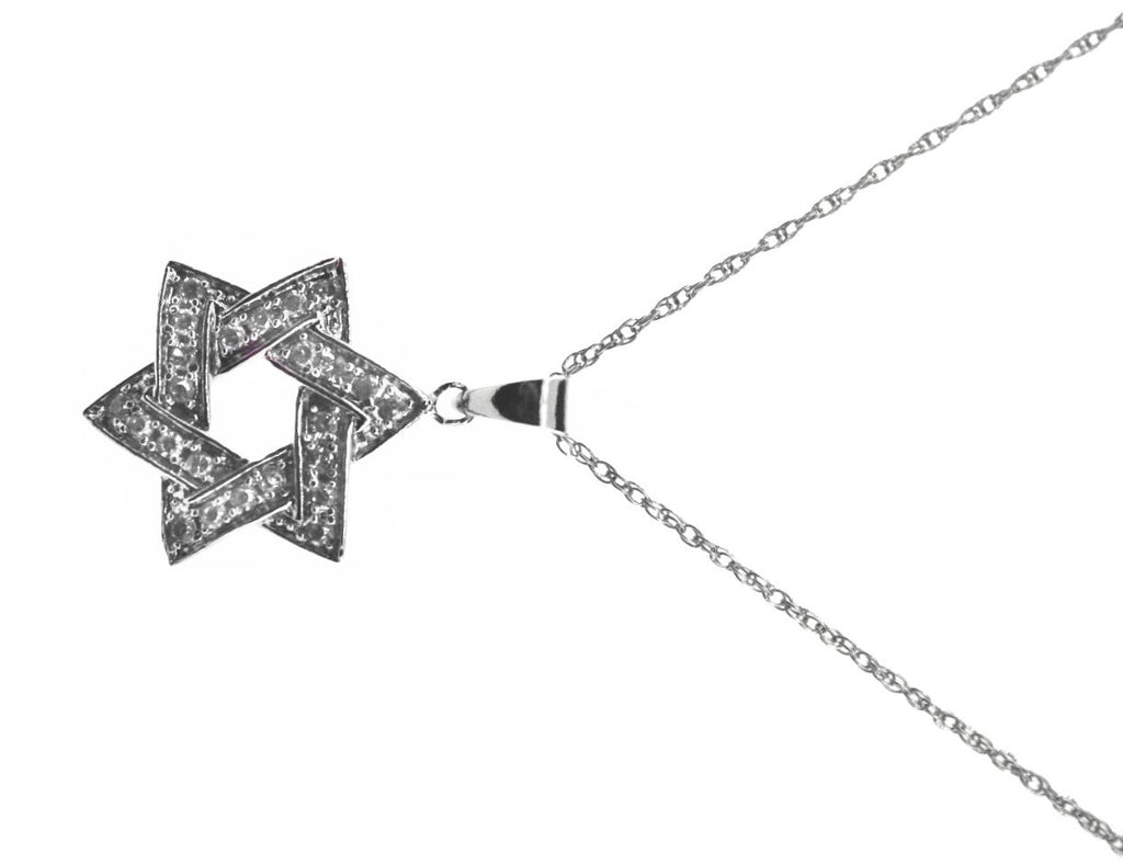 Star of David Necklace with Cubic Zirconia Sterling Silver