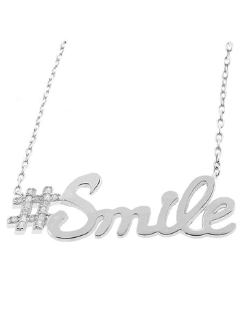 #Smile Necklace with Cubic Zirconia Sterling Silver