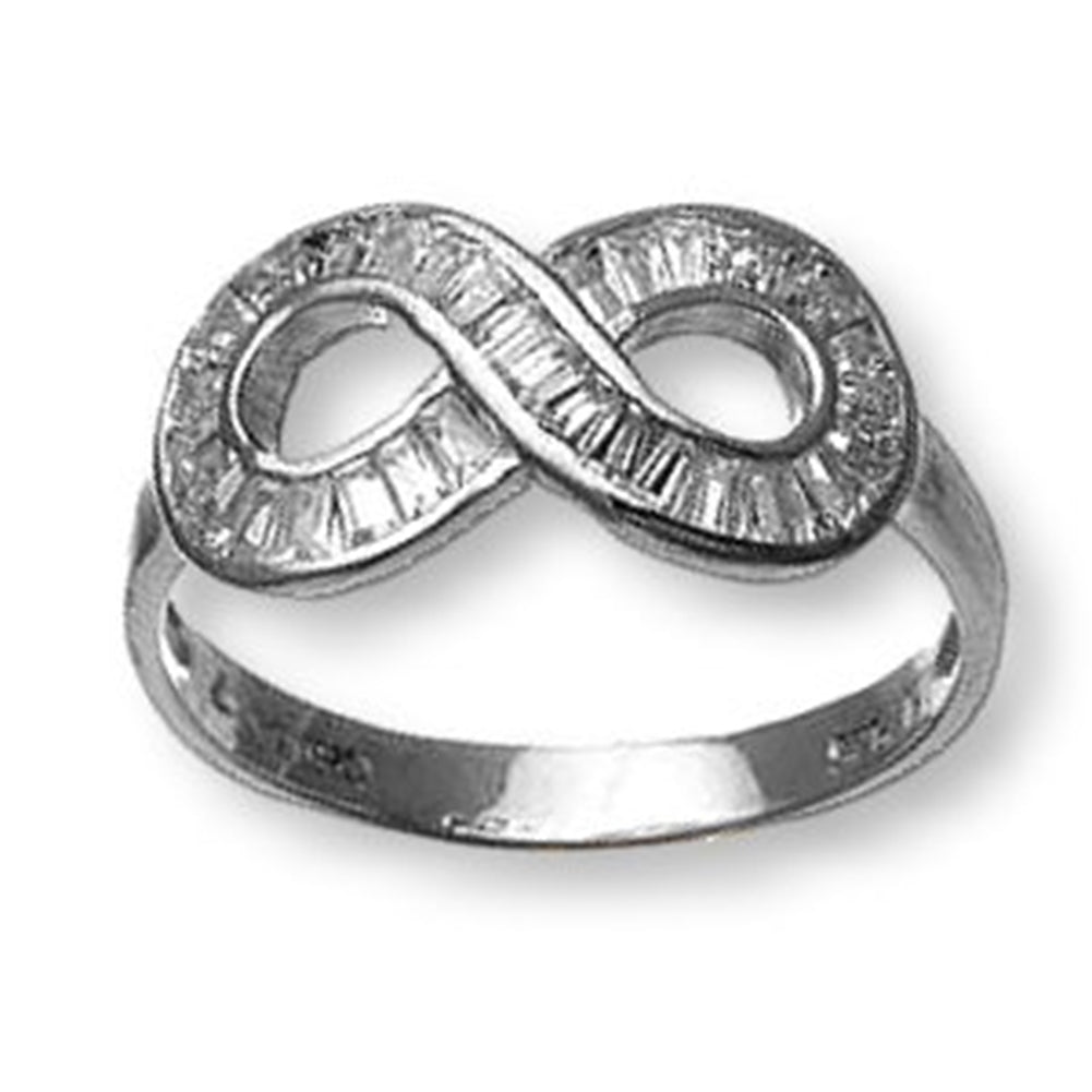 Infinity Ring with Baguette Cubic Zirconia Sterling Silver