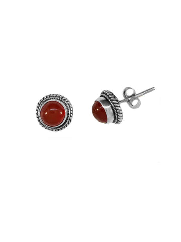 Carnelian Post Earrings Sterling Silver